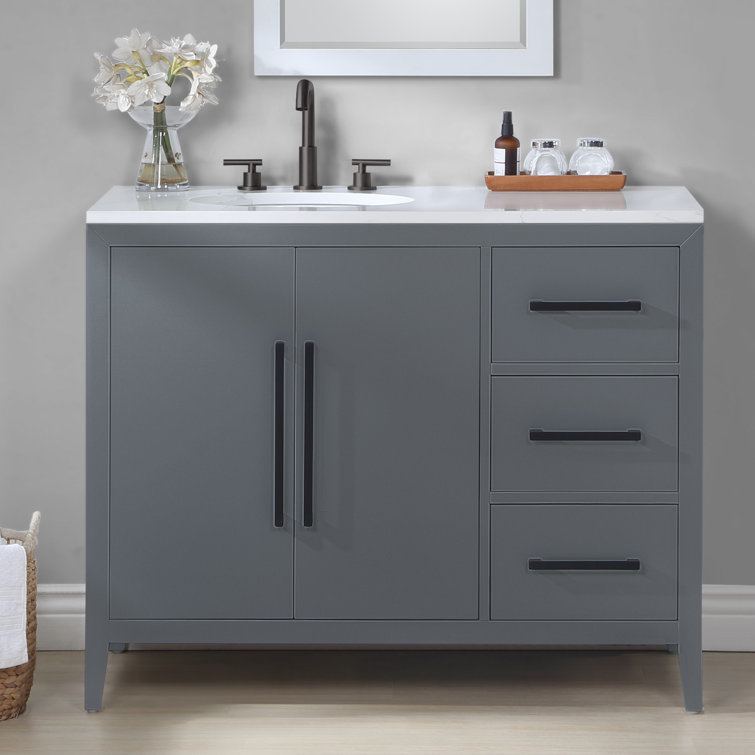 Wade Logan® Alsup 42'' Freestanding Single Bathroom Vanity with Quartz